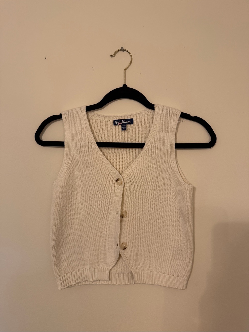 Girls Youth, Freshman Cream V-Neck Button Front Knit Vest